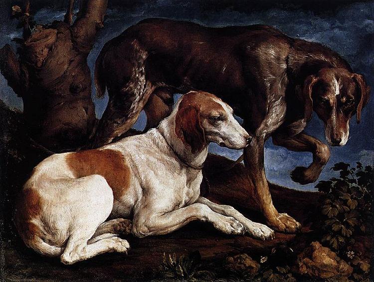 Follower of Jacopo da Ponte Two Hounds